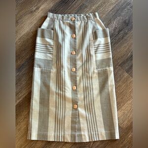 Vintage Striped Button-Front Skirt